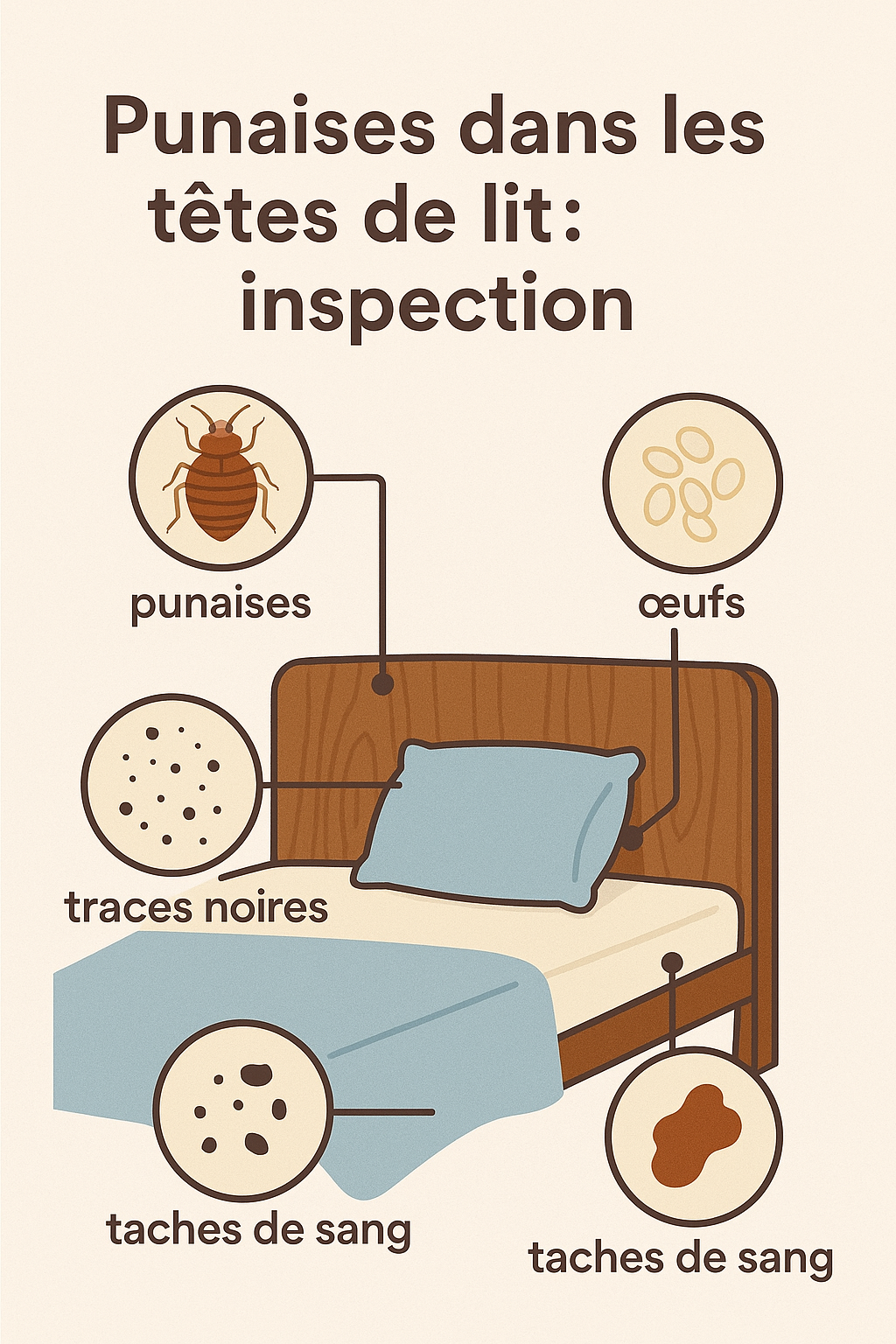 Punaises dans les têtes de lit : inspection